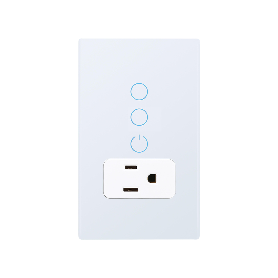 Interruptor de Luz con Tomacorriente Inteligente - 2 Botones - WiFi - White Edition