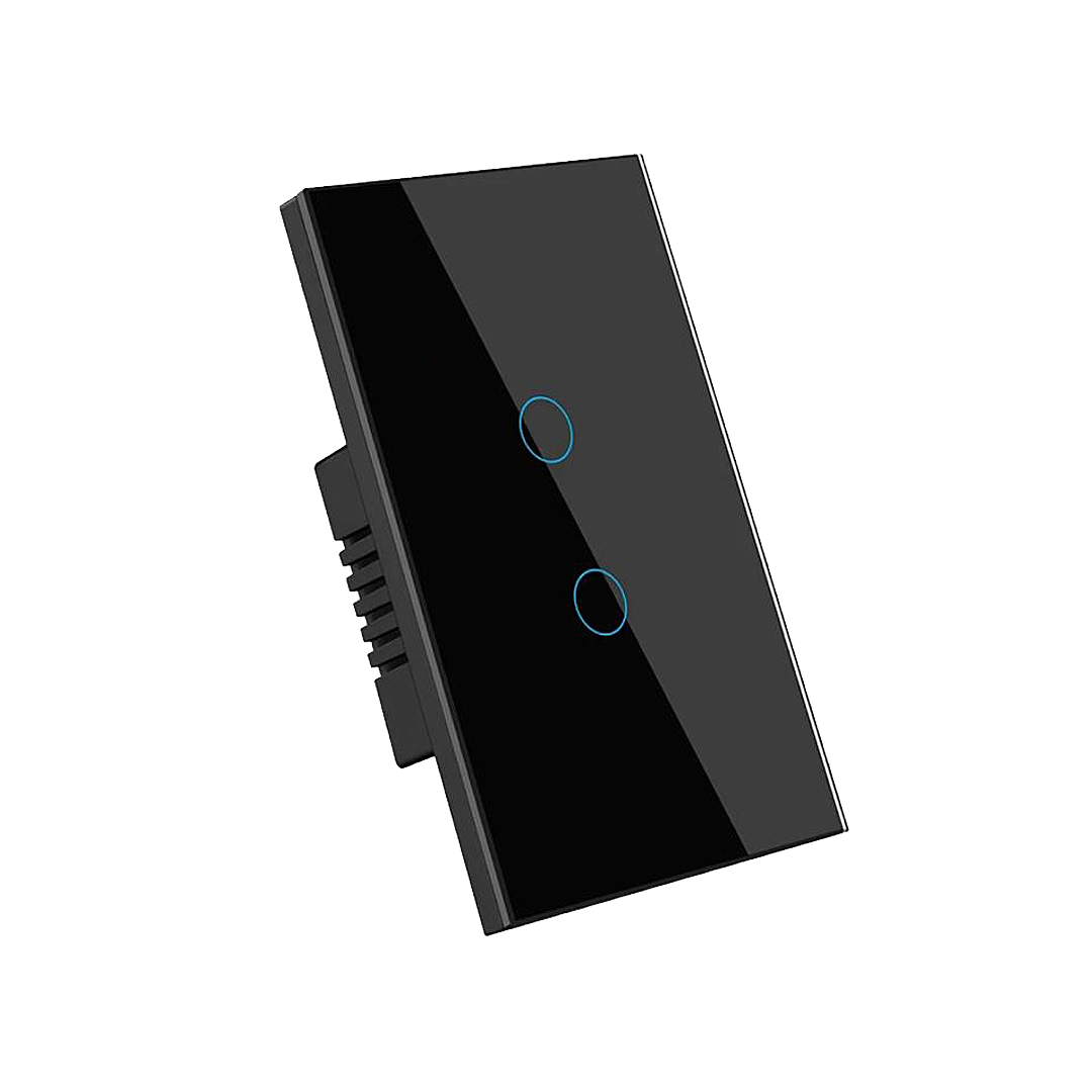 Interruptor de Luz Inteligente - 2 Botones - Zigbee + Sin Neutro - Black Edition