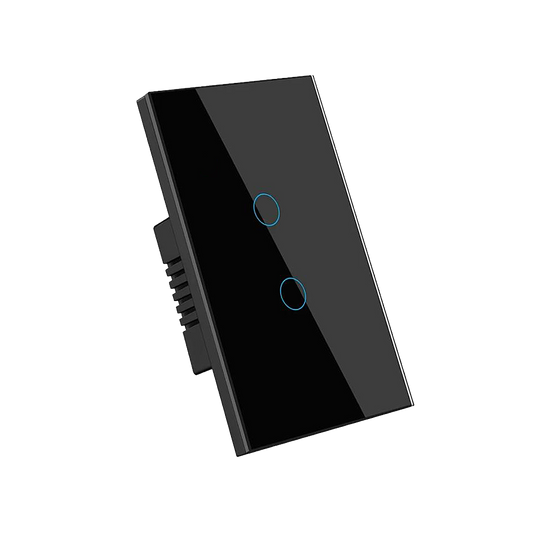 Interruptor de Luz Inteligente - 2 Botones - Zigbee + Sin Neutro - Black Edition