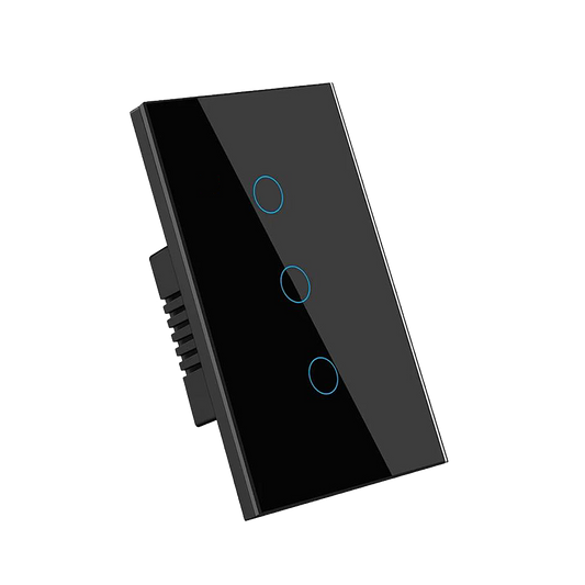 Interruptor de Luz Inteligente - 3 Botones - Zigbee + Sin Neutro - Black Edition