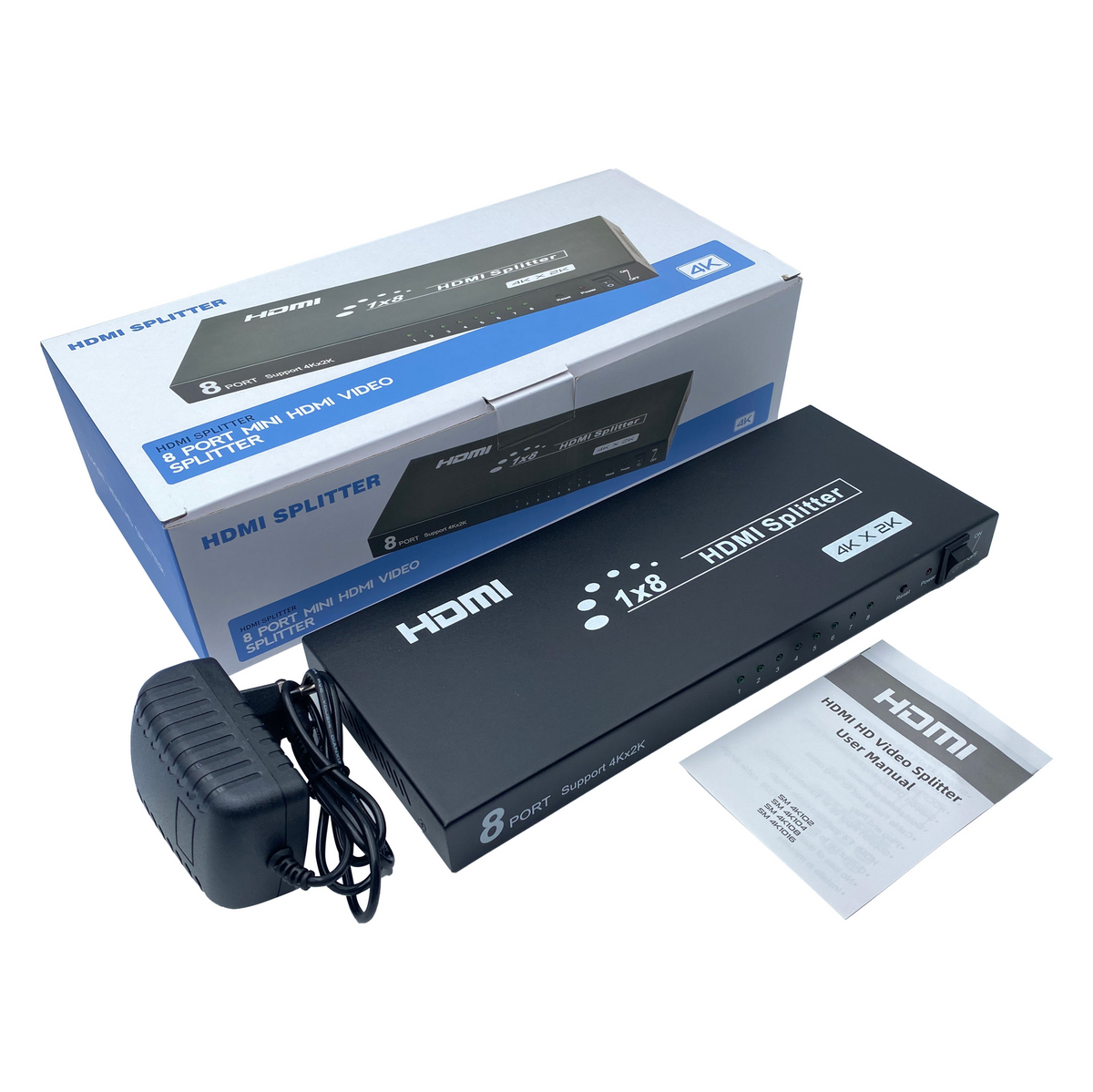 Divisor HDMI FJ-SM4K108 de 8 Puertos, 1 Entrada y 8 Salidas
