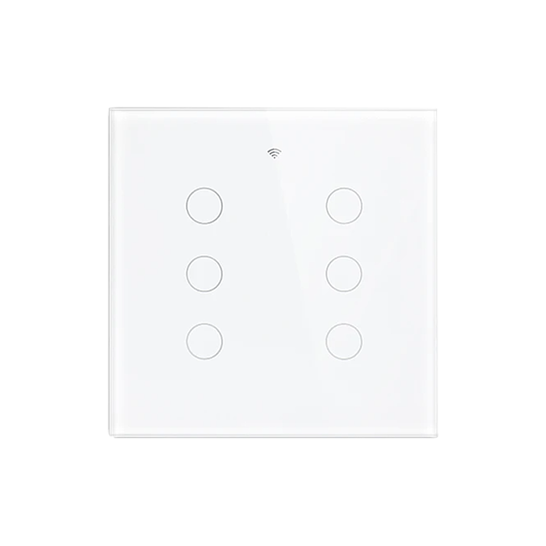 Interruptor de Luz Inteligente - 6 Botones - WiFi + Bluetooth + Sin Neutro + RF - White Edition