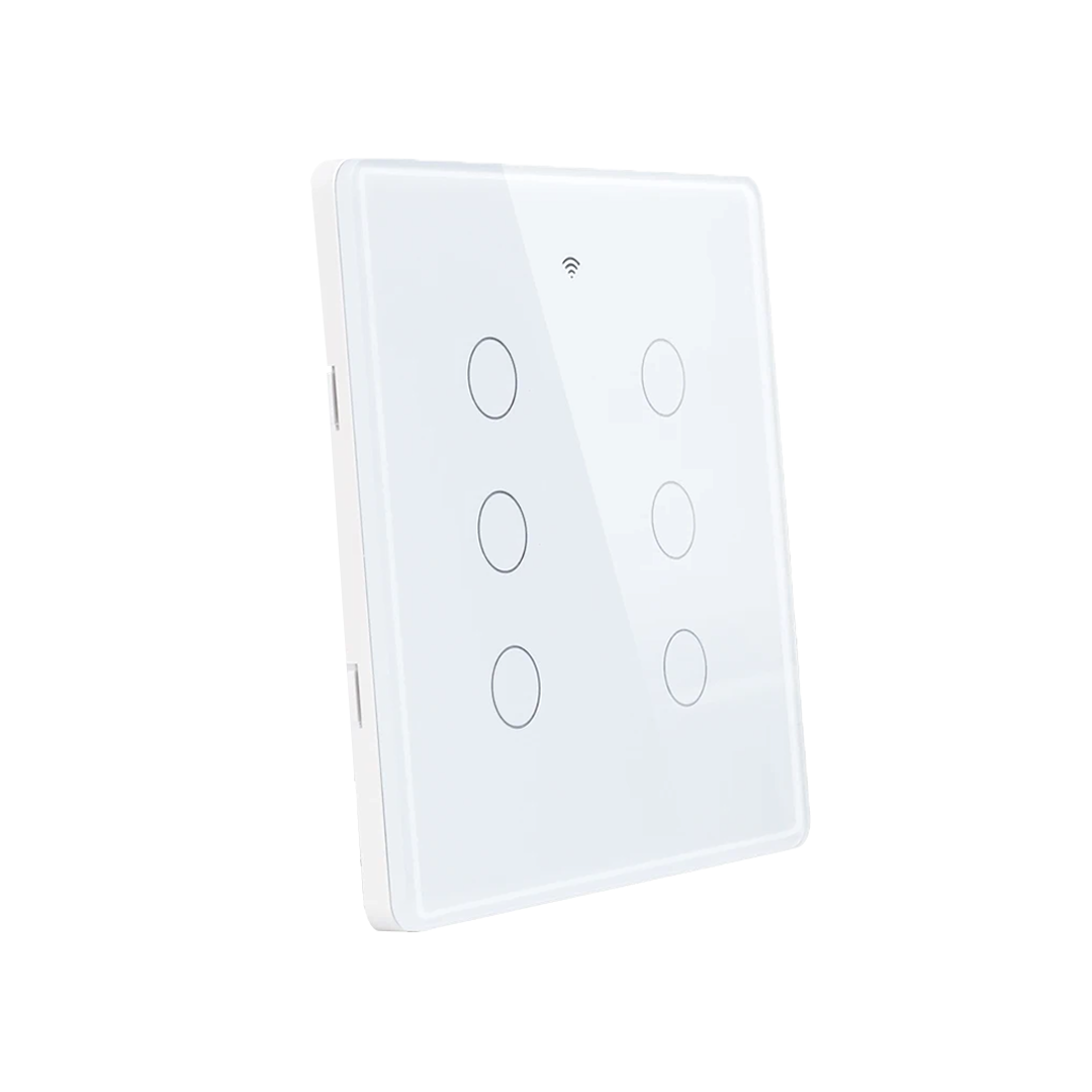 Interruptor de Luz Inteligente - 6 Botones - WiFi + Bluetooth + Sin Neutro + RF - White Edition