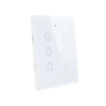 Interruptor de Luz Inteligente - 6 Botones - WiFi + Bluetooth + Sin Neutro + RF - White Edition