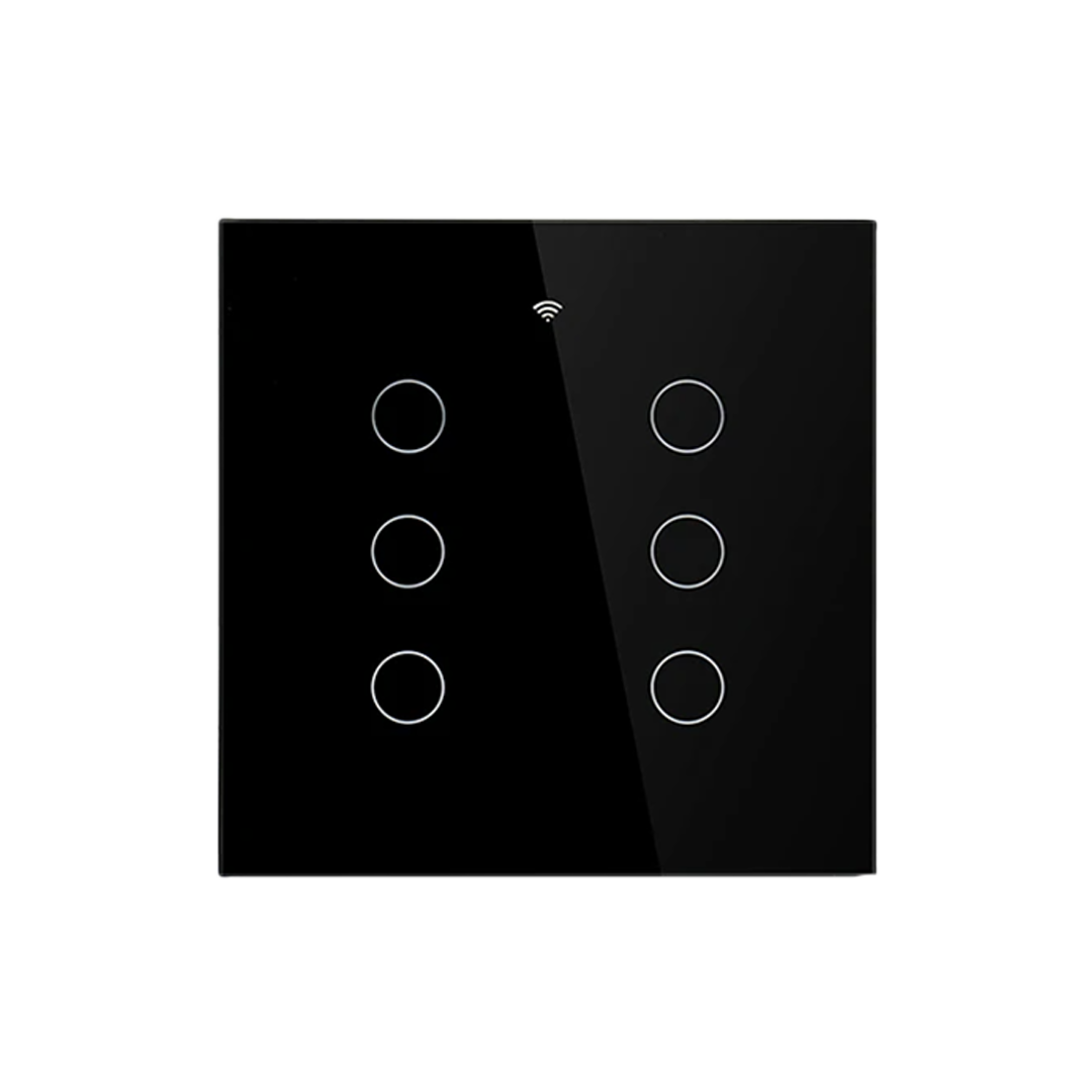 Interruptor de Luz Inteligente - 6 Botones - WiFi + Bluetooth + Sin Neutro + RF - Black Edition