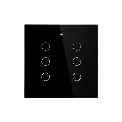 Interruptor de Luz Inteligente - 6 Botones - WiFi + Bluetooth + Sin Neutro + RF - Black Edition