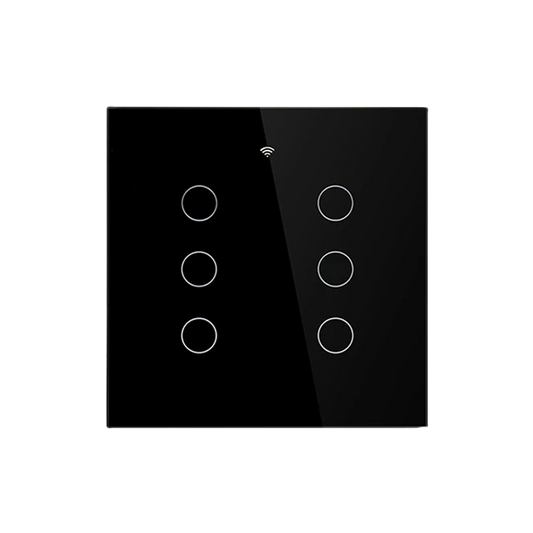 Interruptor de Luz Inteligente - 6 Botones - WiFi + Bluetooth + Sin Neutro + RF - Black Edition