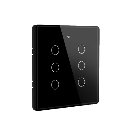Interruptor de Luz Inteligente - 6 Botones - WiFi + Bluetooth + Sin Neutro + RF - Black Edition