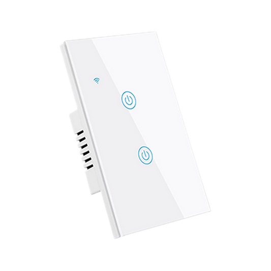 Interruptor de Luz Inteligente - 2 Botones - WiFi + Bluetooth + Sin Neutro + RF - White Edition