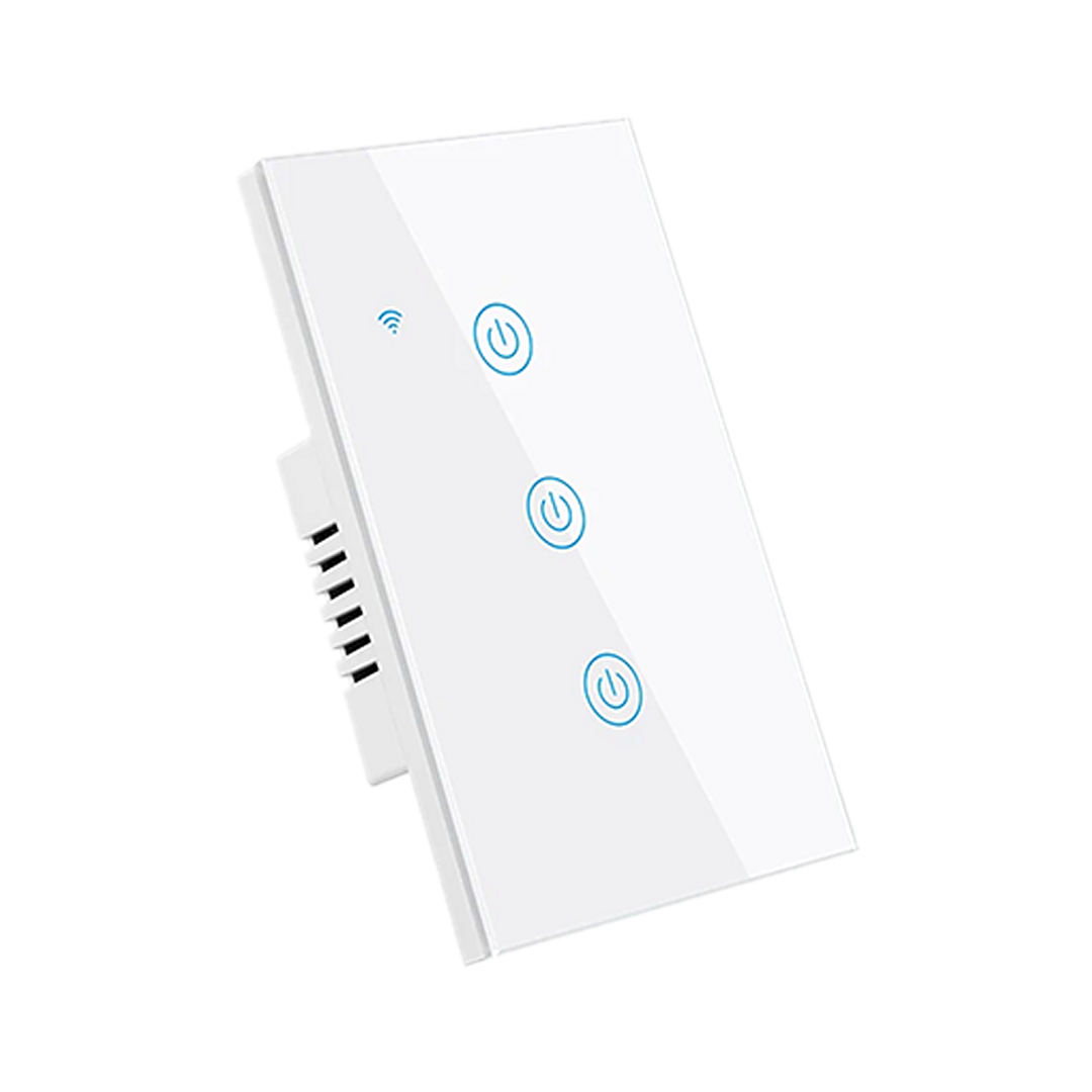 Interruptor de Luz Inteligente - 3 Botones - WiFi + Bluetooth + Sin Neutro + RF - White Edition