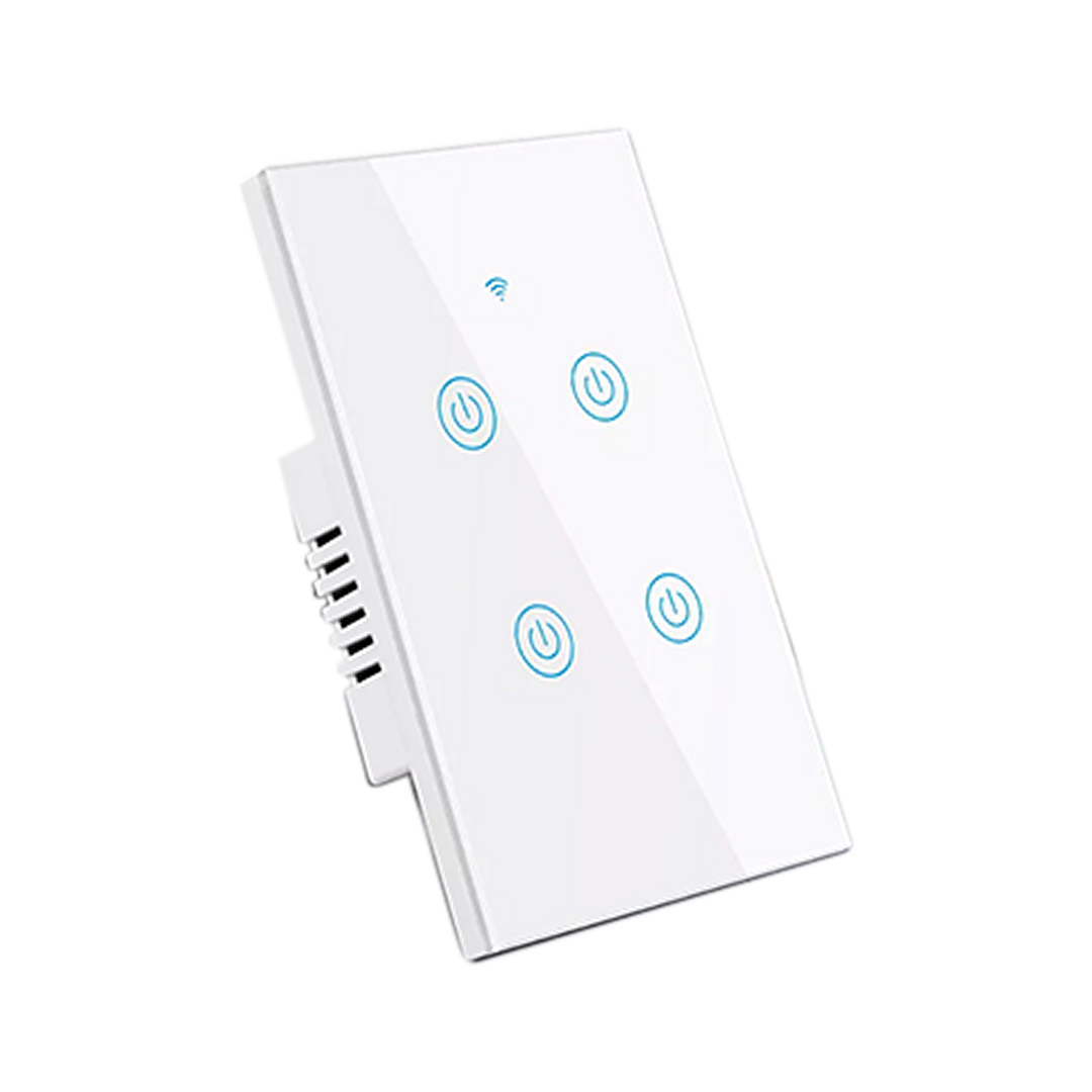Interruptor de Luz Inteligente - 4 Botones - WiFi + Bluetooth + Sin Neutro + RF - White Edition