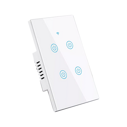 Interruptor de Luz Inteligente - 4 Botones - WiFi + Bluetooth + Sin Neutro + RF - White Edition