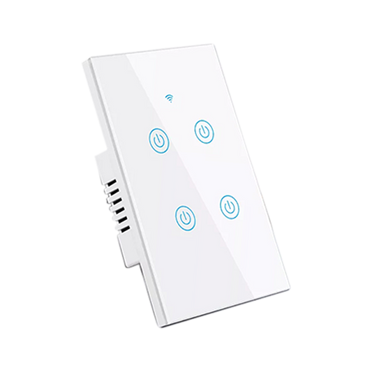 Interruptor de Luz Inteligente - 4 Botones - WiFi + Bluetooth + Sin Neutro + RF - White Edition