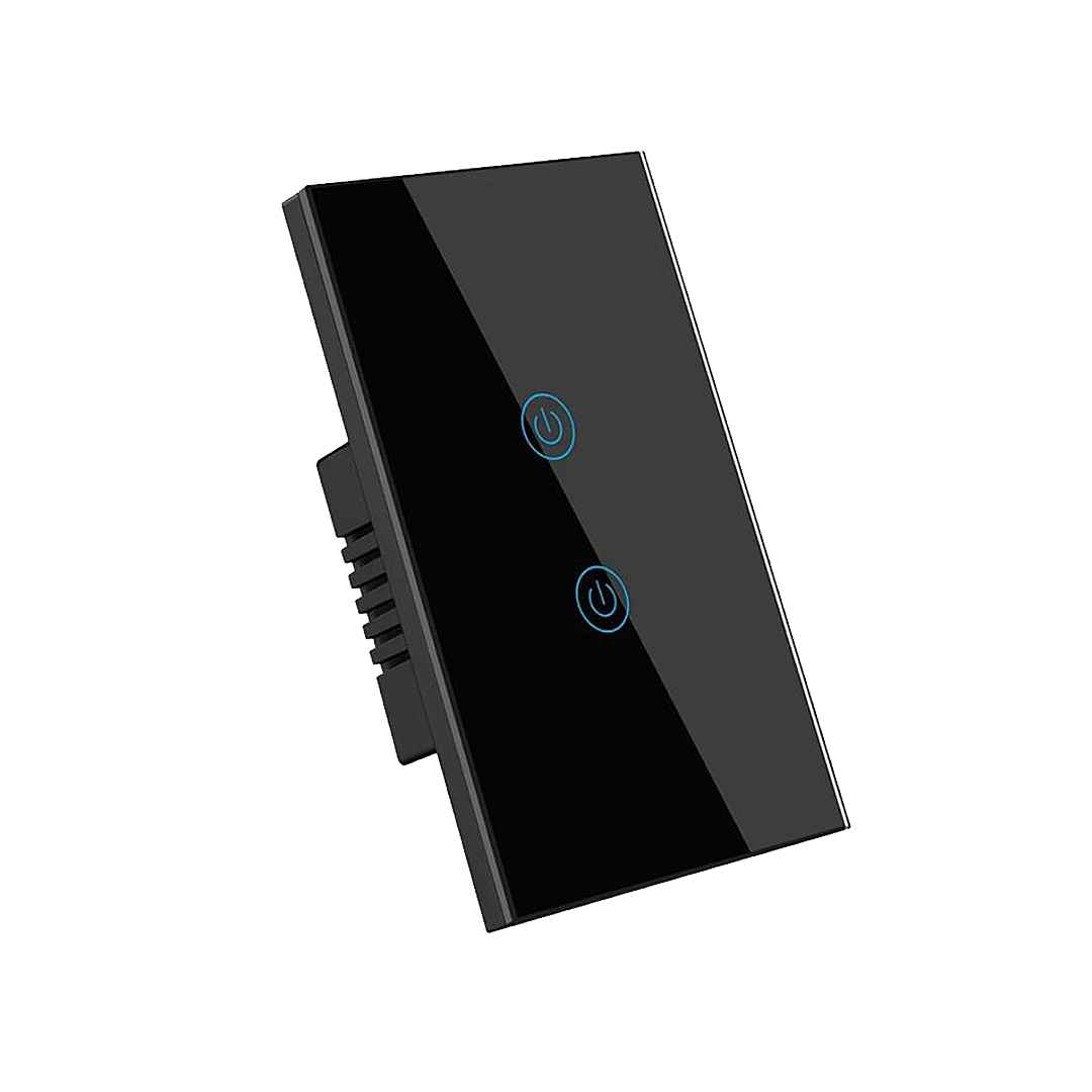 Interruptor de Luz Inteligente - 2 Botones - WiFi + Bluetooth + Sin Neutro + RF - Black Edition
