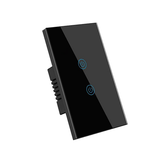 Interruptor de Luz Inteligente - 2 Botones - WiFi + Bluetooth + Sin Neutro + RF - Black Edition