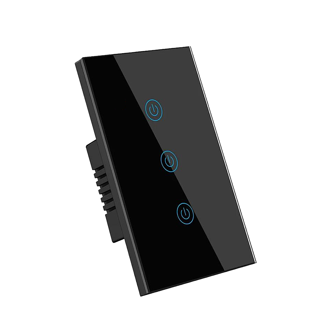 Interruptor de Luz Inteligente - 3 Botones - WiFi + Bluetooth + Sin Neutro + RF - Black Edition