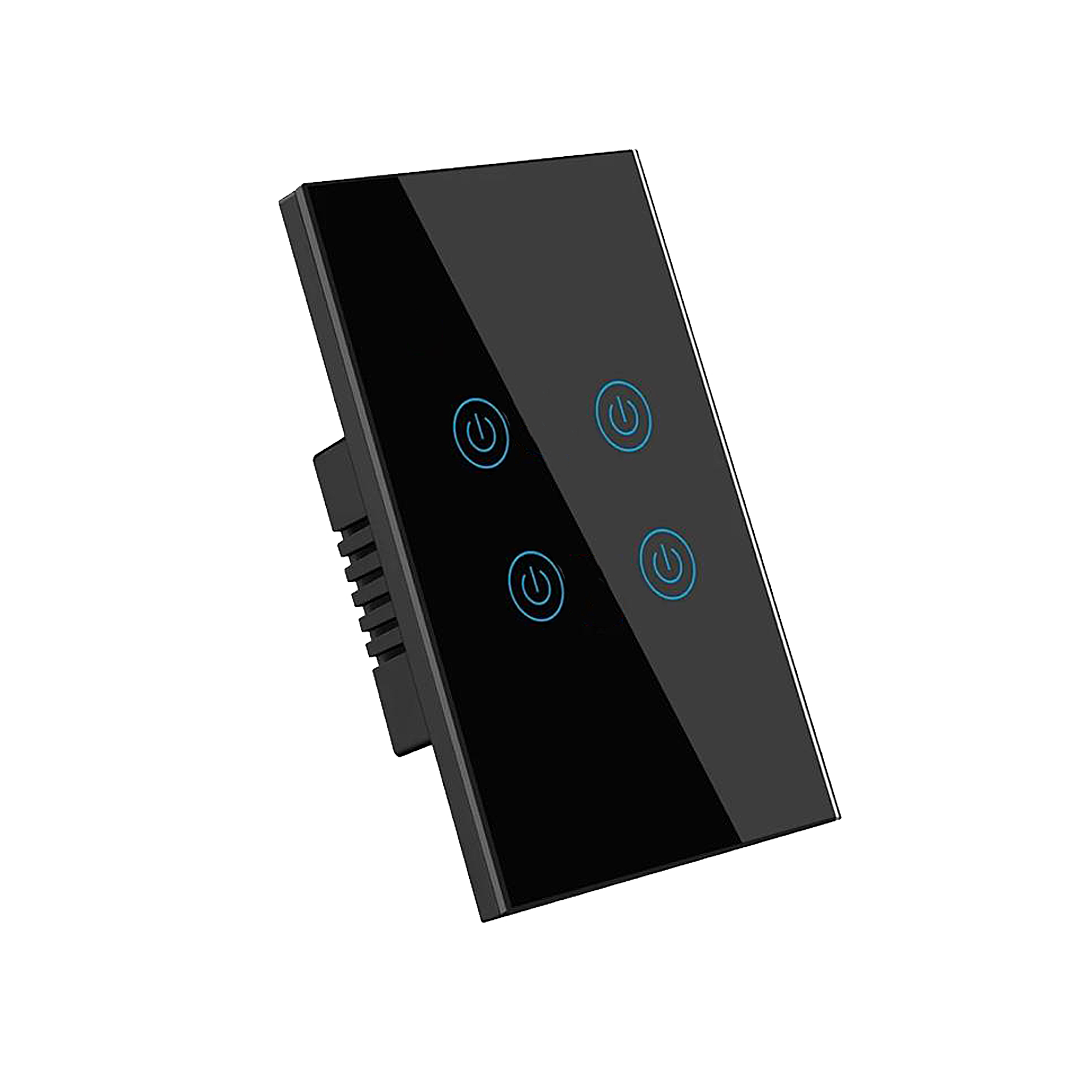 Interruptor de Luz Inteligente - 4 Botones - WiFi + Bluetooth + Sin Neutro + RF - Black Edition