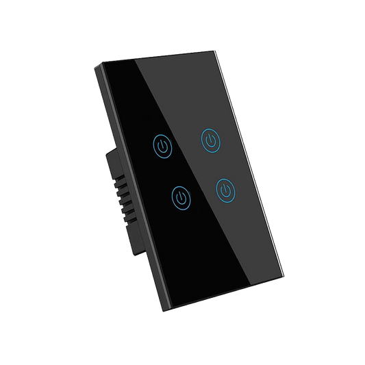 Interruptor de Luz Inteligente - 4 Botones - WiFi + Bluetooth + Sin Neutro + RF - Black Edition