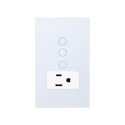 Interruptor de Luz con Tomacorriente Inteligente - 2 Botones - WiFi - White Edition