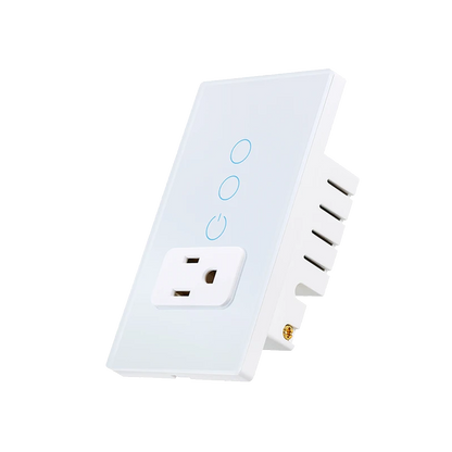 Interruptor de Luz con Tomacorriente Inteligente - 2 Botones - WiFi - White Edition