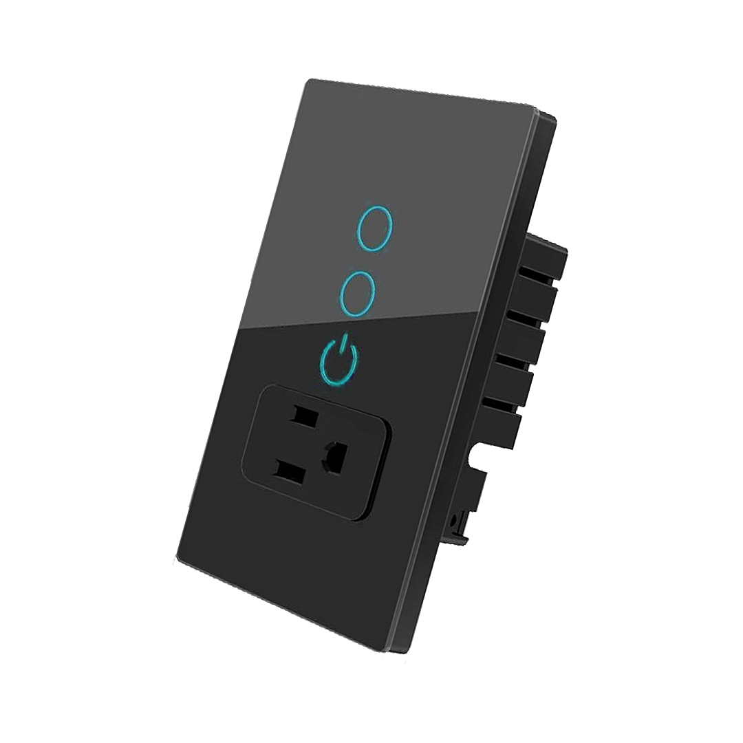 Interruptor de Luz con Tomacorriente Inteligente - 2 Botones - WiFi - Black Edition